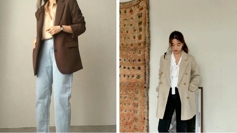 Phối áo blazer nữ cùng áo sơ mi trắng thanh lịch và quần tây đen