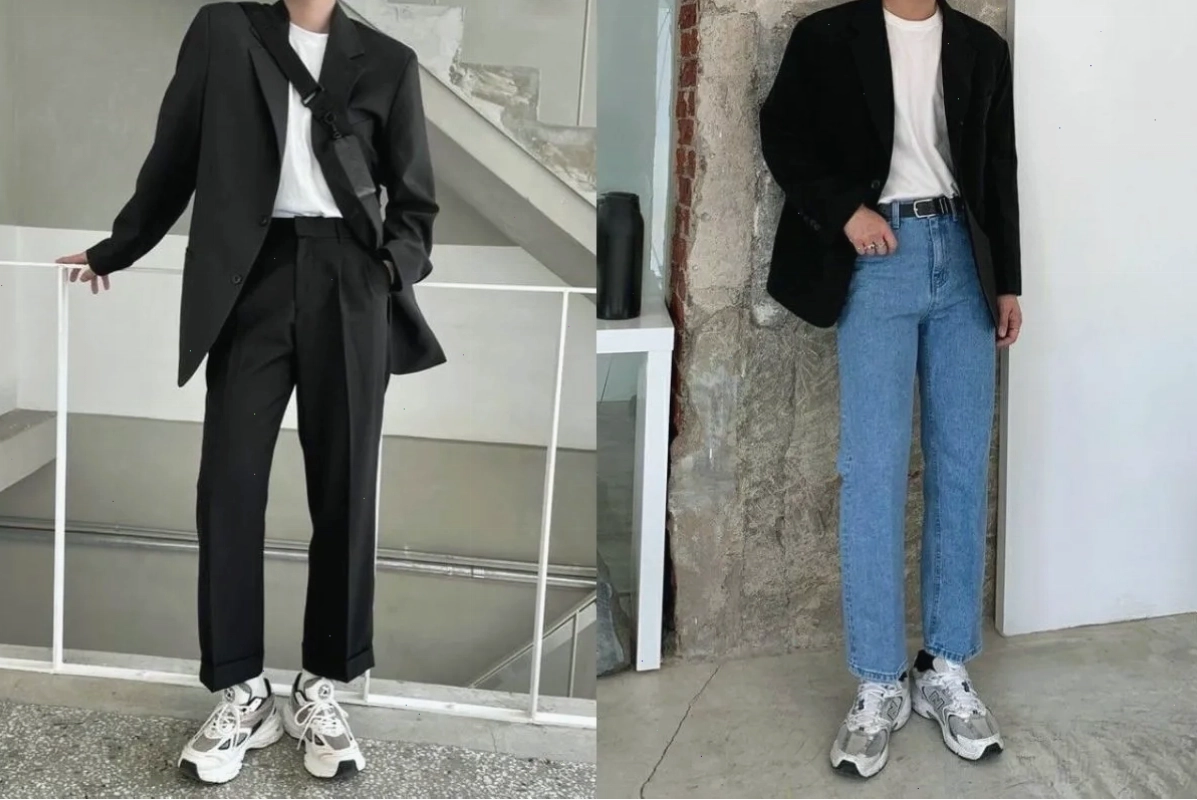 Phối áo blazer với áo thun tạo phong cách trẻ trung, phá cách