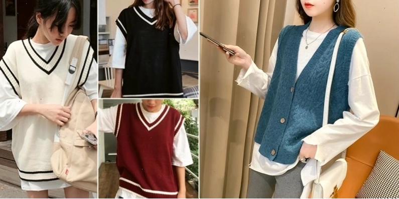 Phối áo gile len với chân váy midi dáng dài thanh lịch