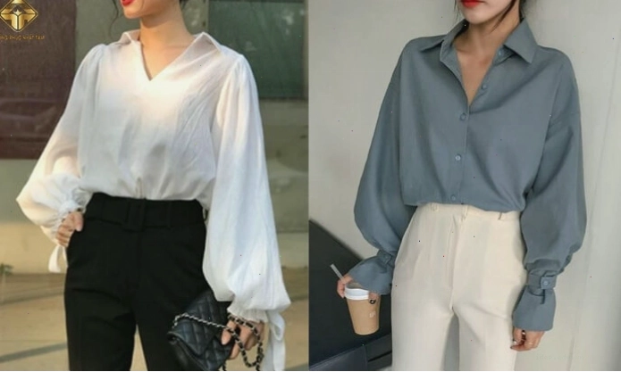 Phối áo sơ mi form rộng nữ với quần jeans ống đứng tạo phong cách năng động