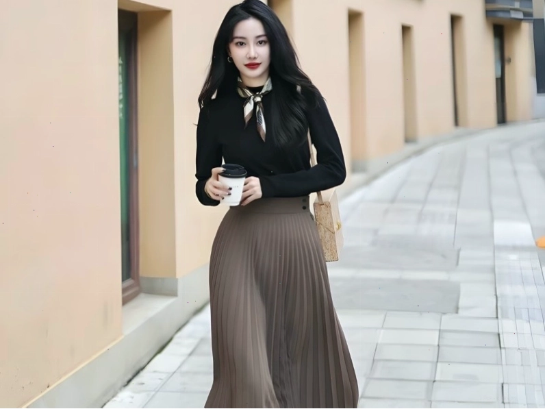 Phối chân váy dài cho người lùn với áo len mỏng tạo vẻ ngoài thanh lịch