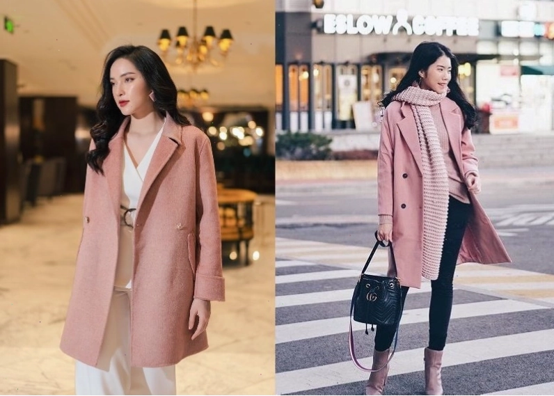 Phối đồ cực thời trang với áo dạ hồng ngọt ngào