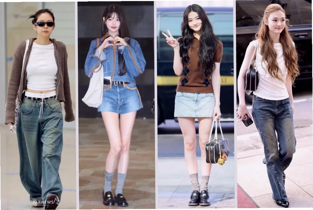 Phối đồ đi học nữ phong cách y2k với áo croptop và quần cạp trễ