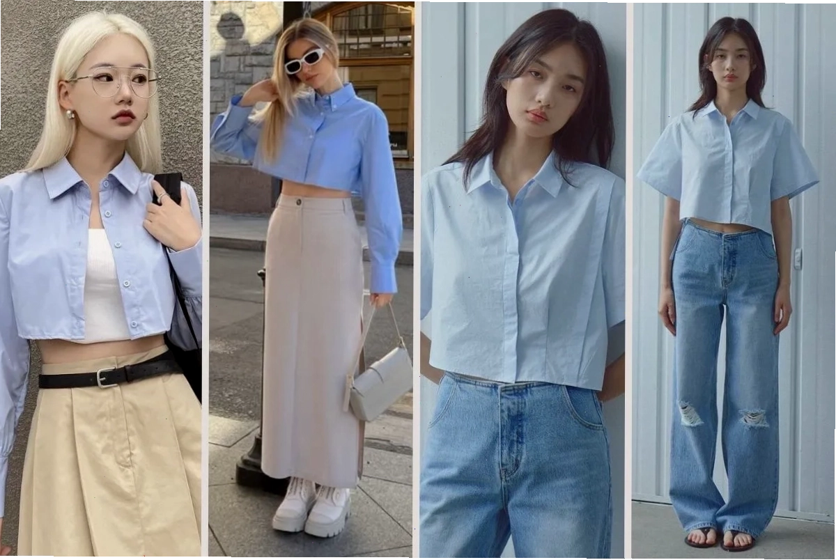 Phối đồ đi học sơ mi croptop năng động và thời thượng