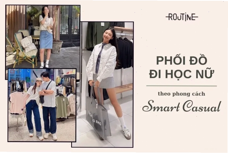 Phối đồ đi học theo phong cách Smart Casual cho sinh viên nữ với quần tây ống rộng và áo sơ mi
