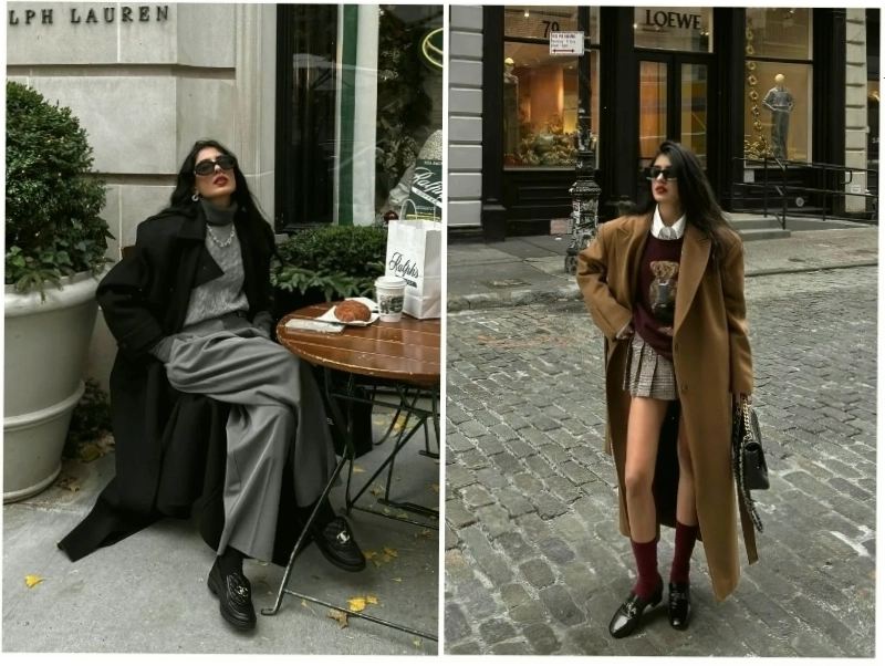 Phối đồ giày loafer nữ cùng quần culottes