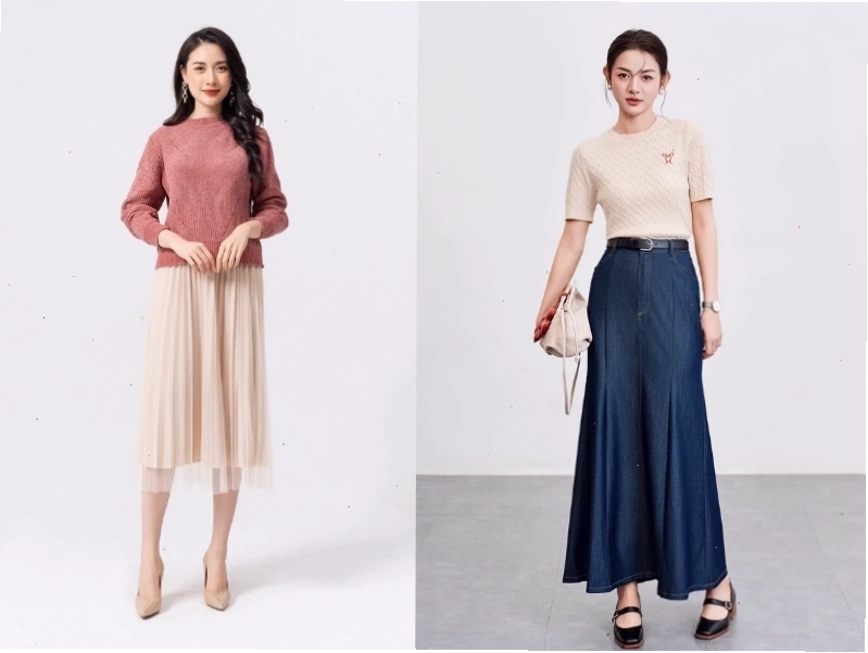 Phối đồ mùa đông cho nữ với váy liền thân và áo khoác