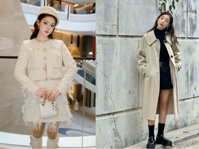 Phối đồ mùa đông nữ với chất liệu vải tweed, nỉ, dạ