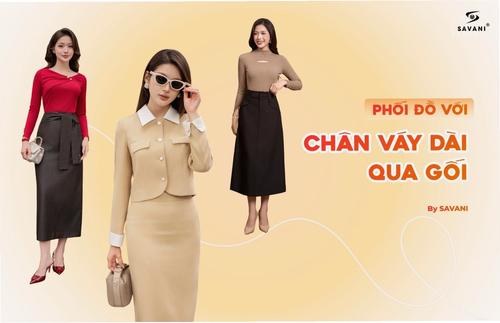 Phối đồ mùa đông với chân váy dài chữ A thanh lịch