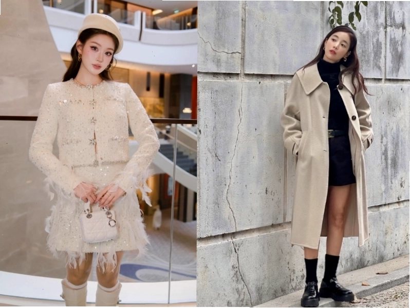 Phối hợp chất liệu vải tweed, nỉ, dạ trong trang phục mùa đông