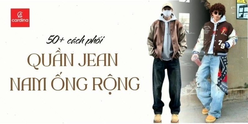 Phối quần jean ống rộng nam với áo thun trắng đơn giản