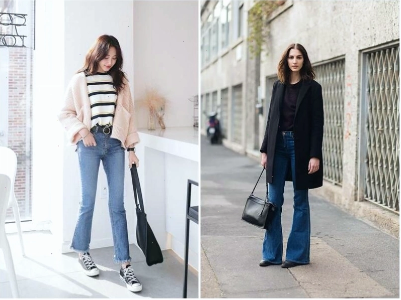 Phối quần ống loe với áo khoác blazer cho mùa đông