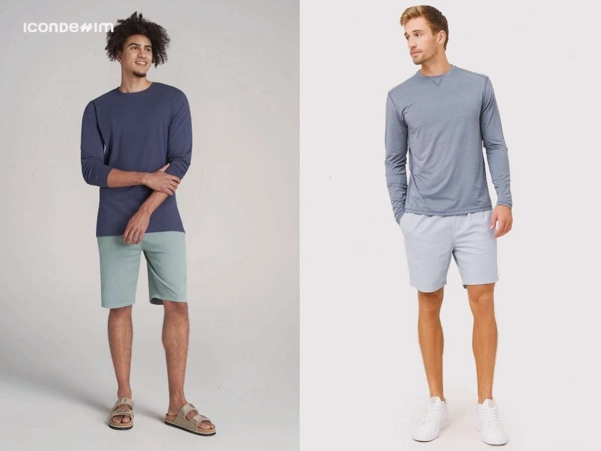 Phối quần short kaki nam với áo thun tay dài