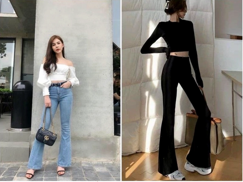 Set đồ croptop và quần ống loe cá tính