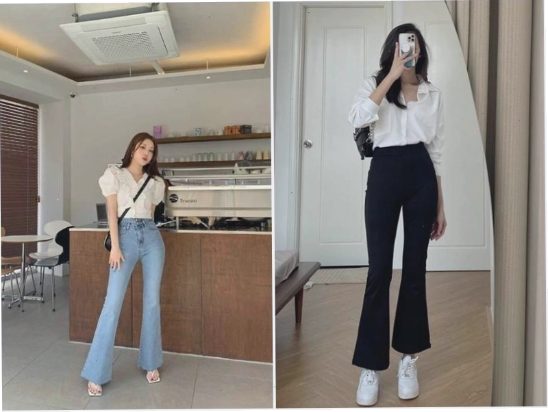 Set đồ quần ống loe và áo sơ mi phong cách
