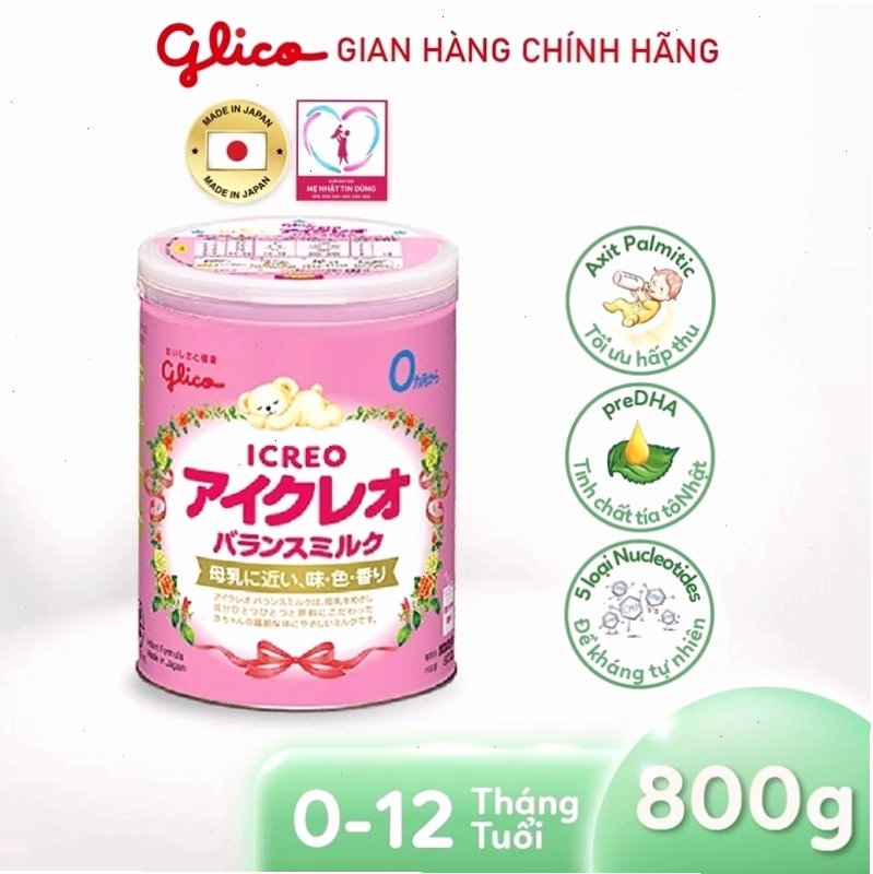 Sữa Glico ICREO số 0 Balance Milk 800g (0-12 tháng)