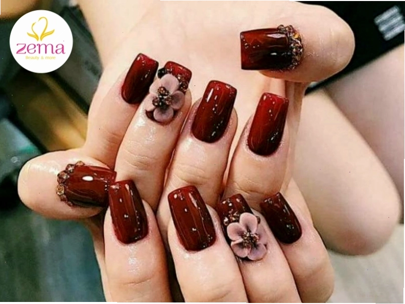 Thử sức với nail đỏ nâu dài trông sang chảnh và cuốn hút