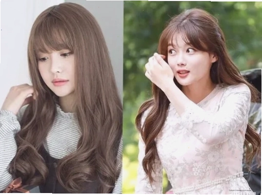 Tóc dài uốn xoăn gợn sóng cho mặt tròn béo