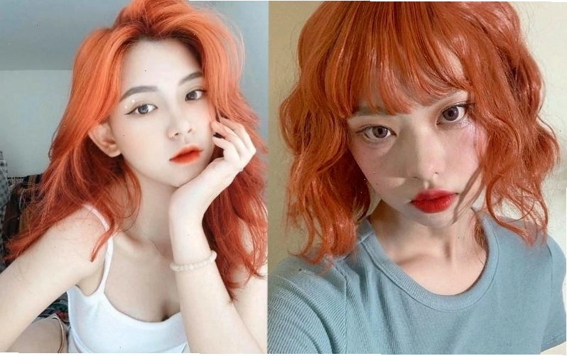 Tóc màu cam đào ngọt ngào, nữ tính