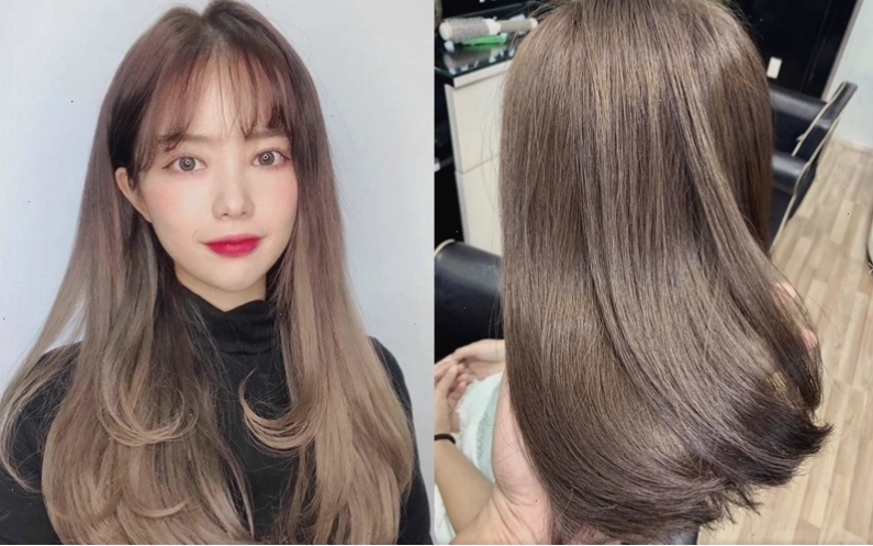 Tóc màu nâu tây với ánh rêu khói thời thượng
