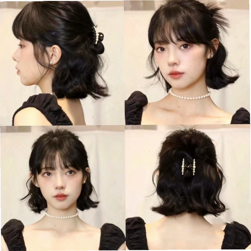Tóc ngắn búi nửa đầu cute và năng động