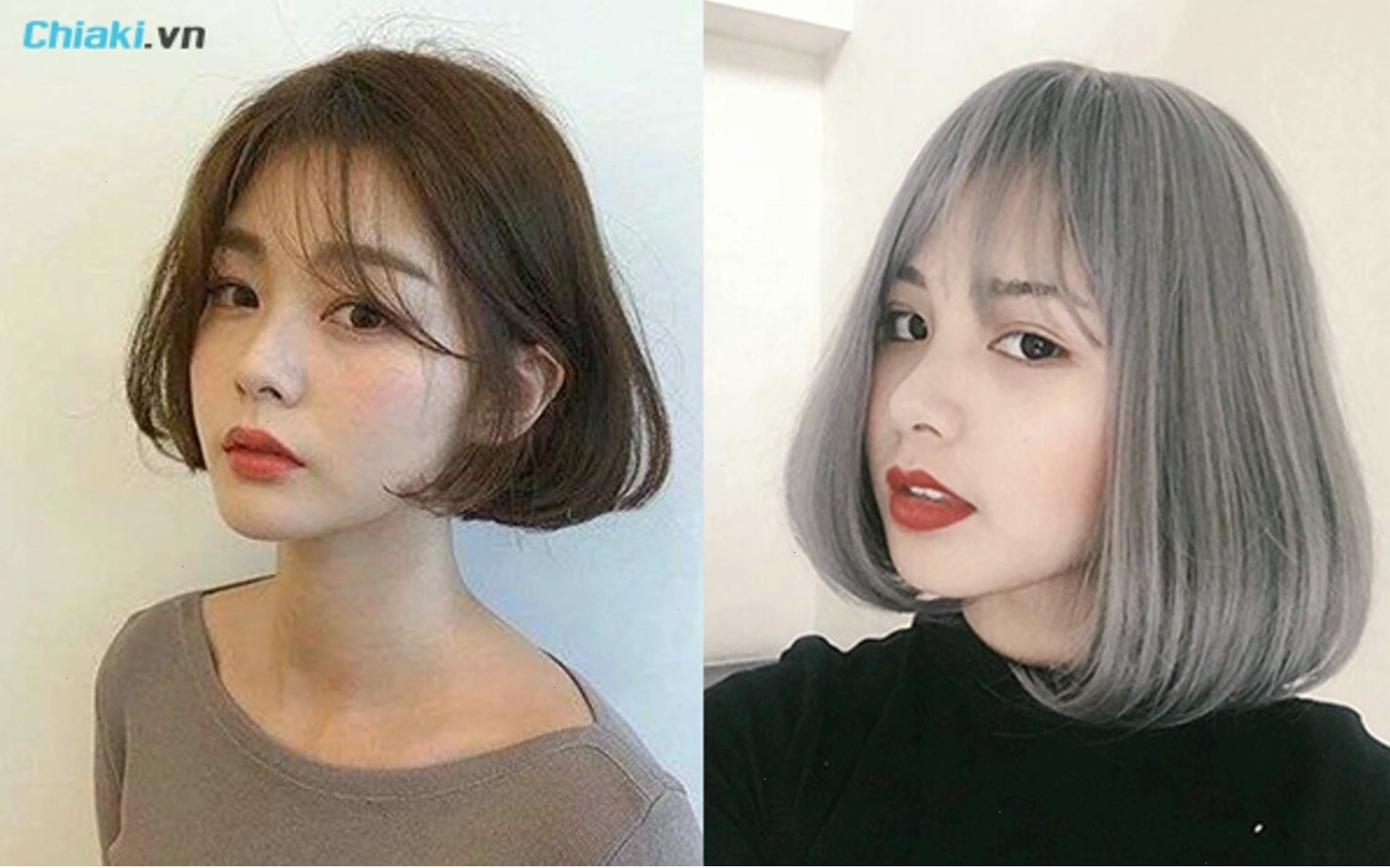 Tóc ngắn ép cụp phồng mái thưa dịu dàng và nữ tính