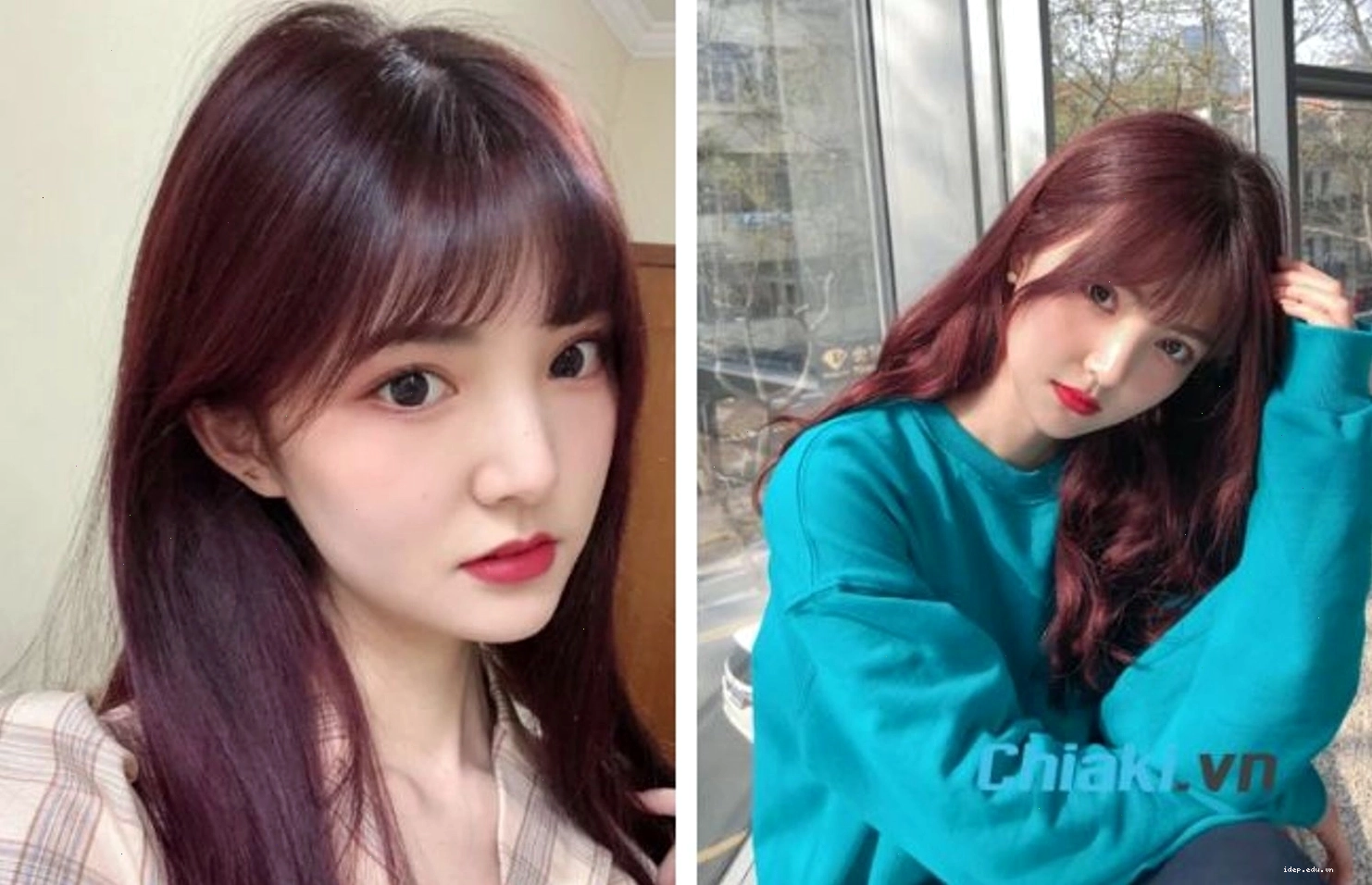 Tóc nhuộm màu nâu đỏ cherry trẻ trung và năng động