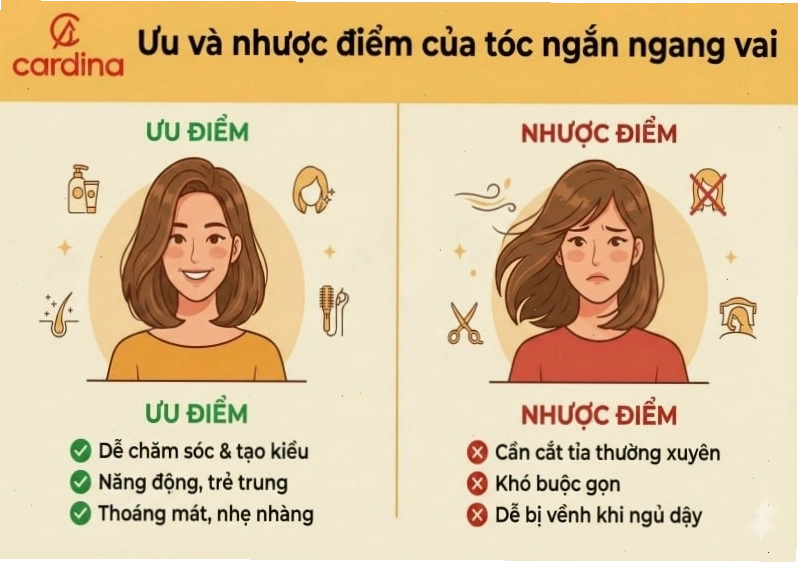 Tóc nữ ngắn ngang vai thẳng mượt mà, óng ả