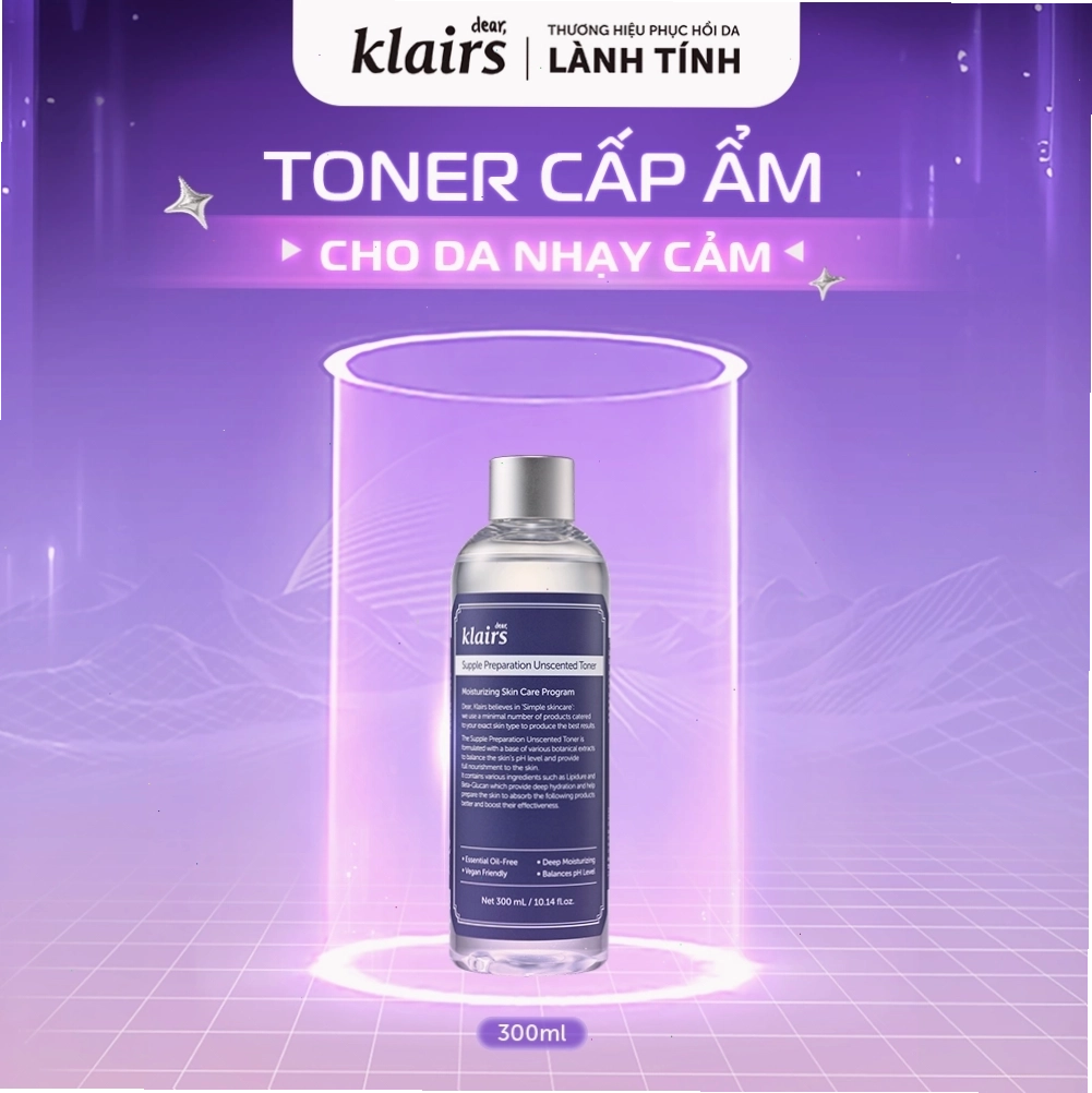 Toner Klairs không mùi 300ml phiên bản dung tích lớn