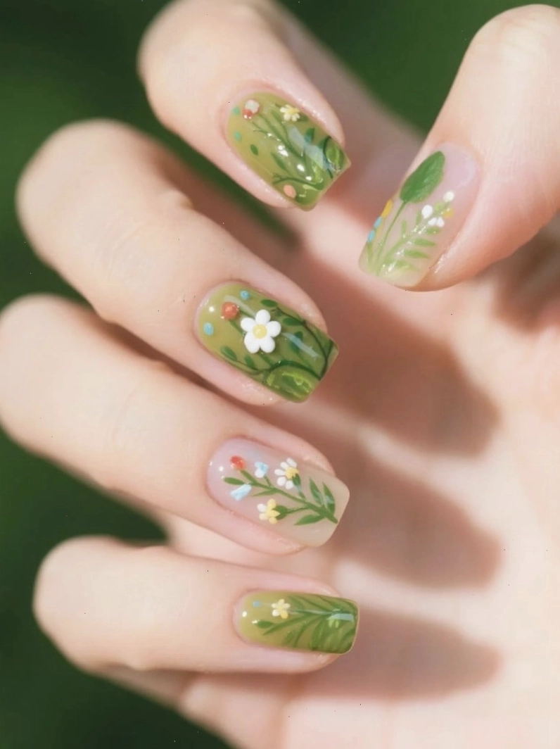 Tổng hợp các mẫu nail chân màu xanh sáng da