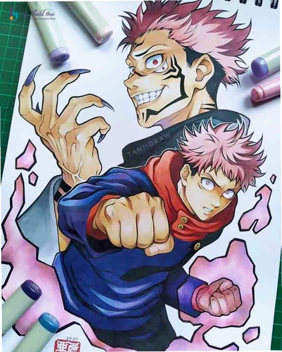 Tranh anime nam với trang phục lịch lãm và phụ kiện độc đáo