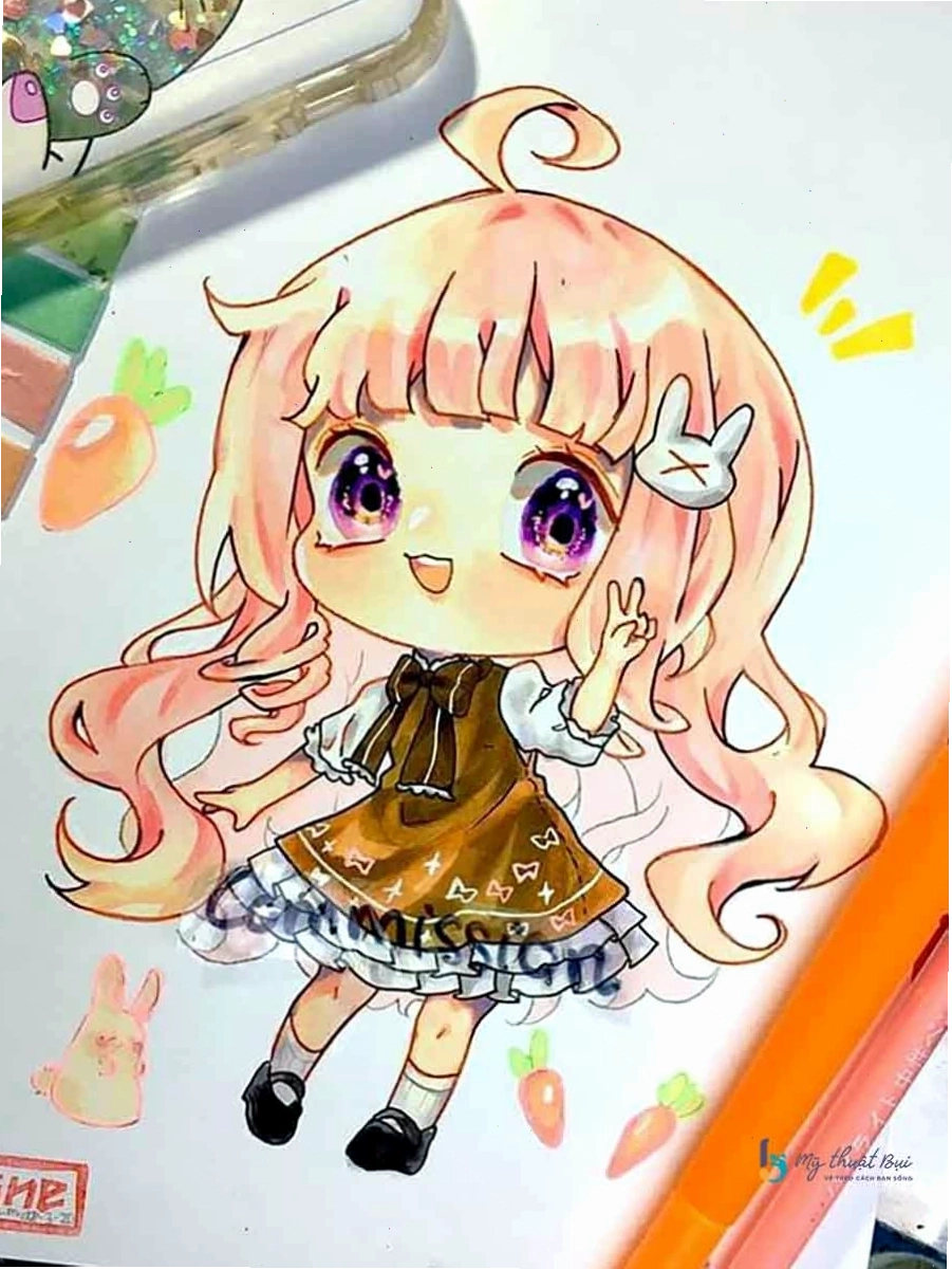 Tranh vẽ anime chibi với nhân vật nam có phong thái cool ngầu
