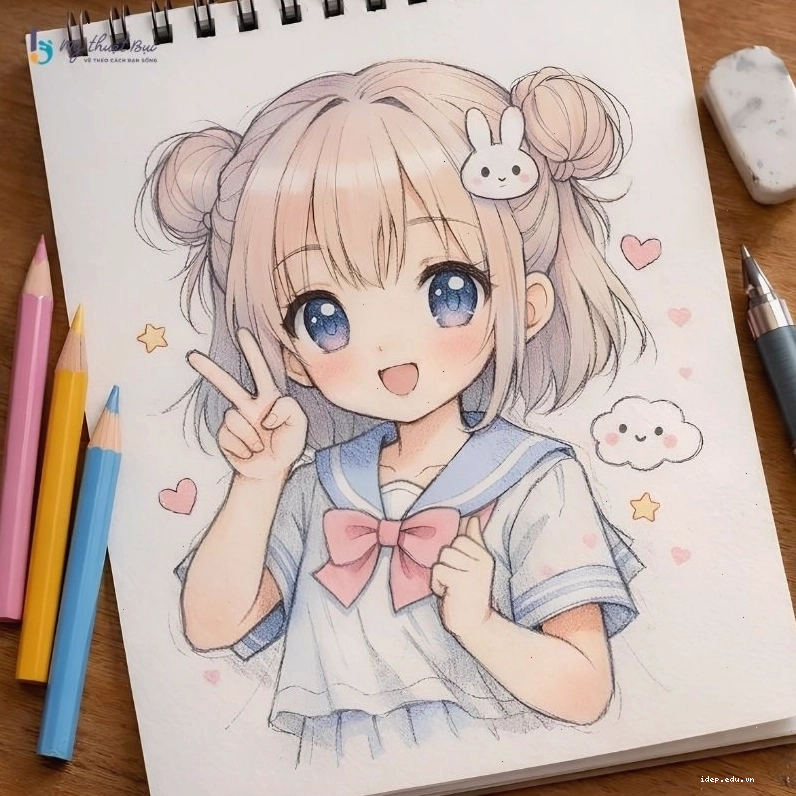 Tranh vẽ anime nữ đẹp thể hiện cảm xúc đa dạng