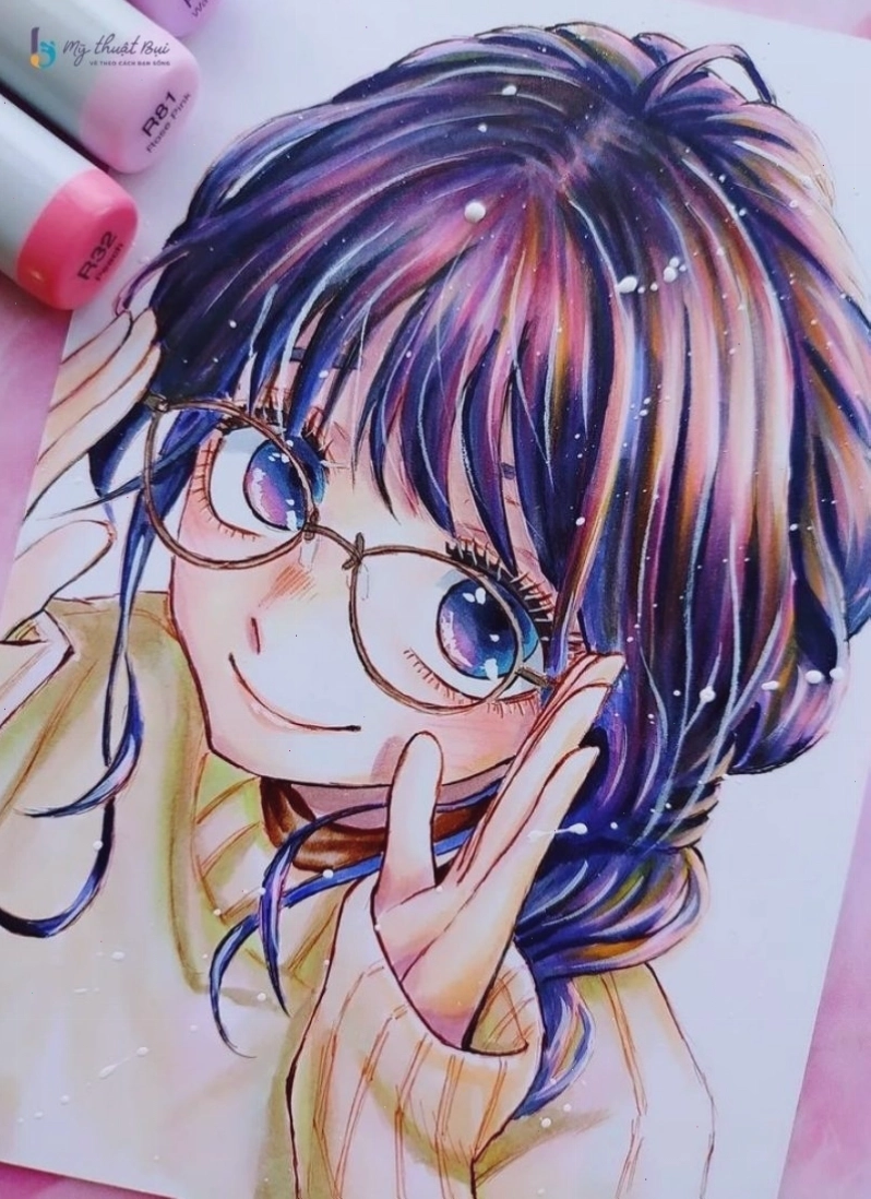 Tranh vẽ anime nữ đẹp với phong cách hiện đại