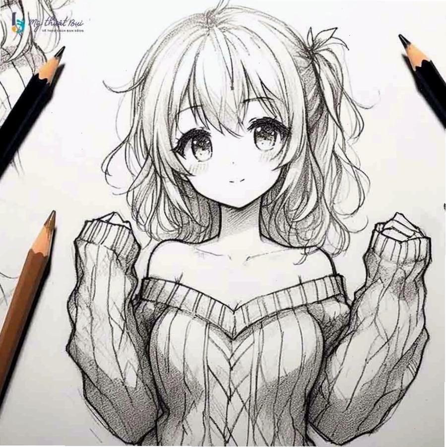 Tranh vẽ minh họa tỷ lệ cơ thể chuẩn của nhân vật anime nữ