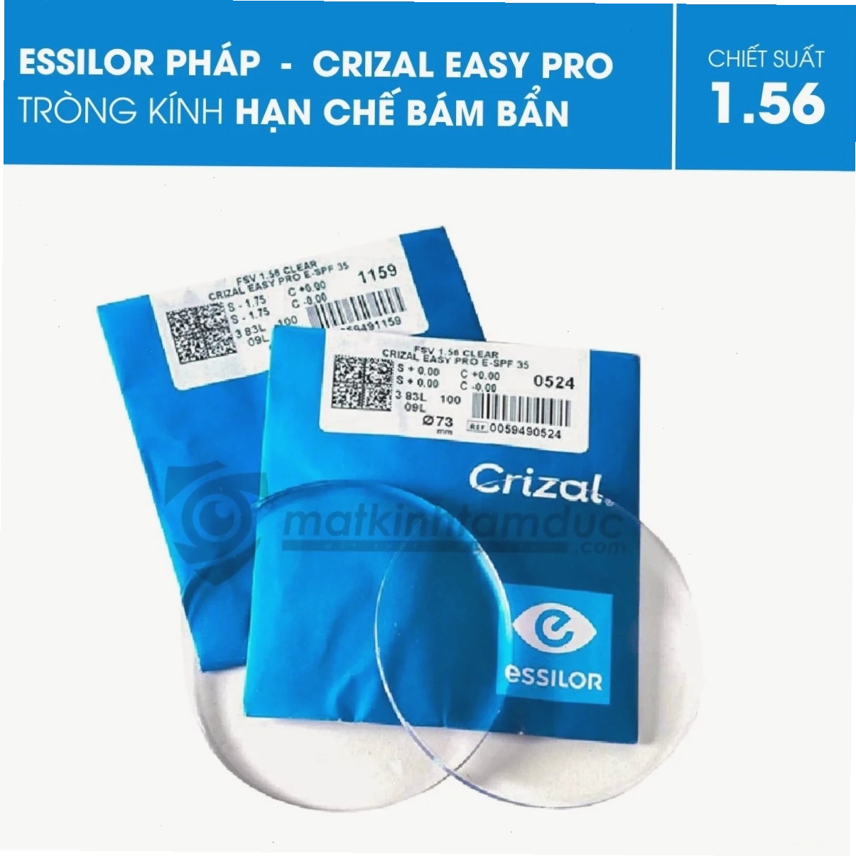 Tròng kính Essilor Crizal Easy Pro UV 1.56