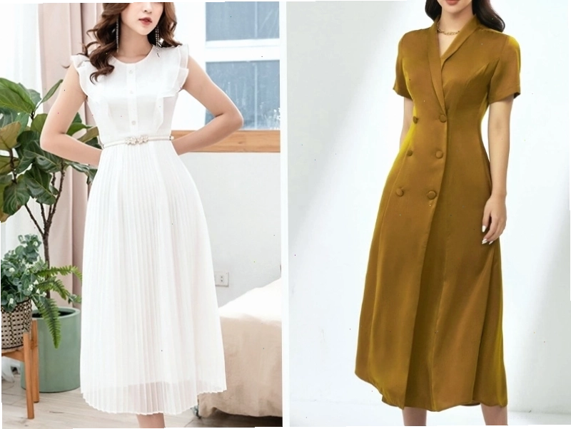 Váy xòe nhẹ giúp che bụng tốt