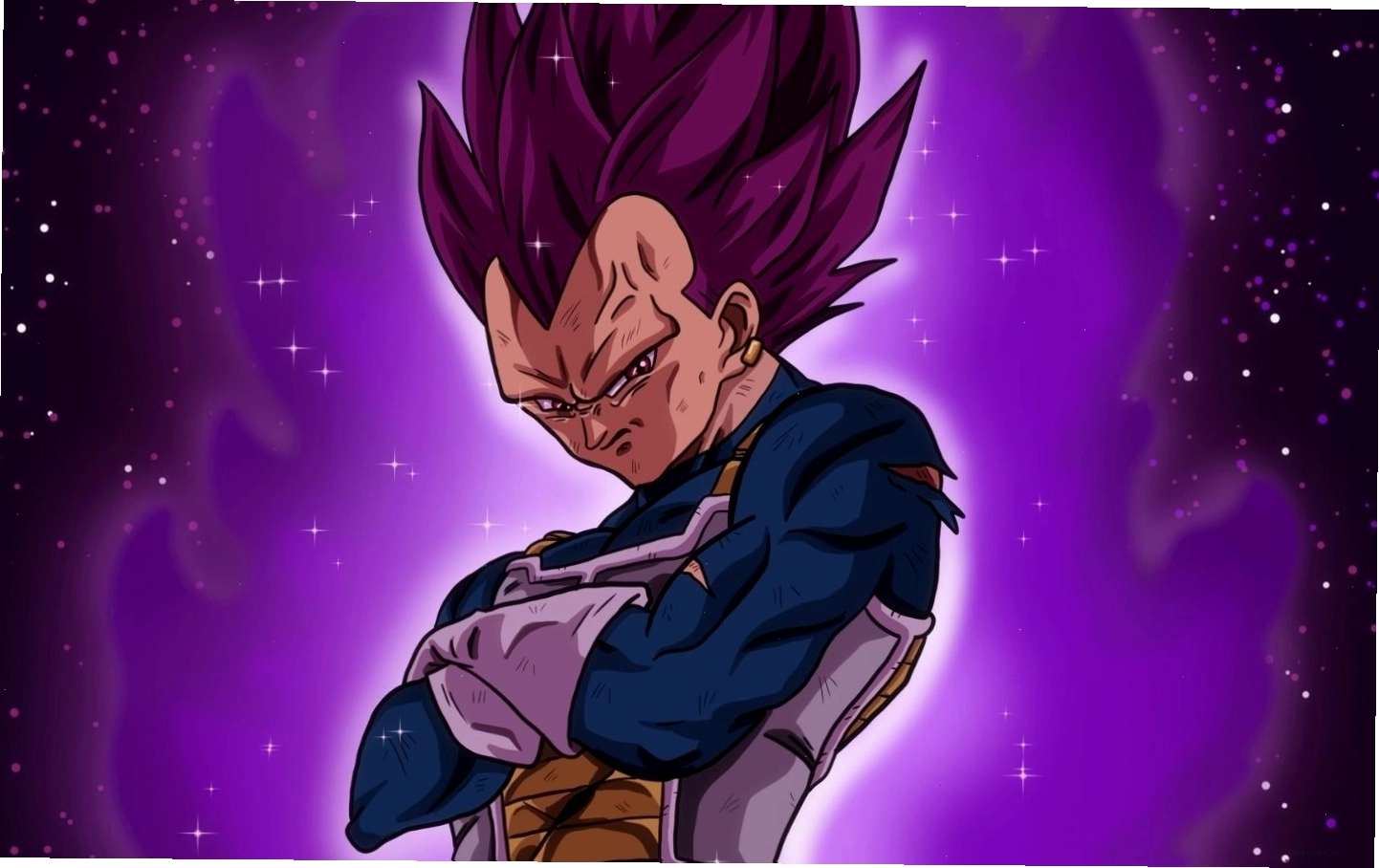 Vegeta trong trạng thái sức mạnh tối thượng, biểu cảm lạnh lùng