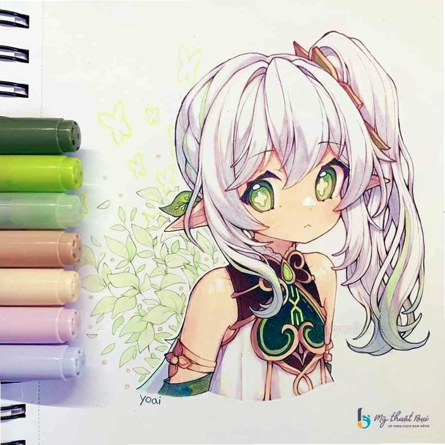 Ví dụ về tranh vẽ anime nữ chibi đáng yêu