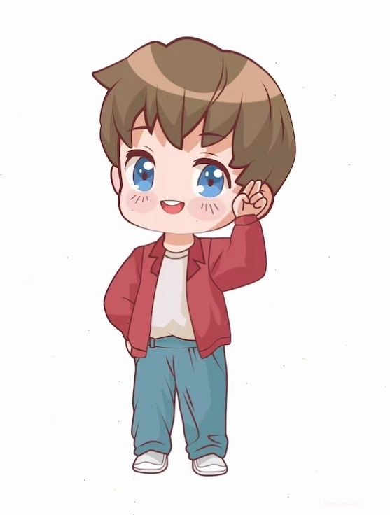Miễn phí Vector nhân vật bé trai chibi anime vui vẻ với đường nét tinh tế