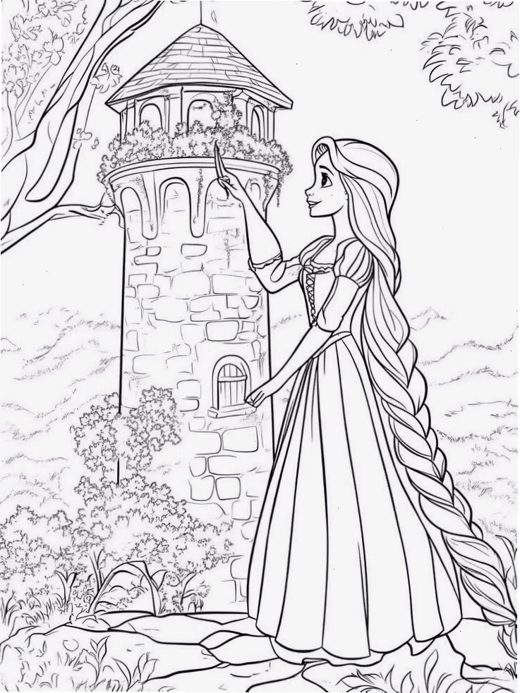 Tranh tô màu công chúa Disney định dạng chibi cho bé tập vẽ