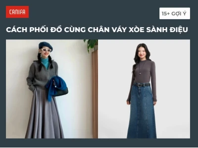 Bí quyết phối đồ chân váy xòe dài mùa đông ấm áp, cuốn hút